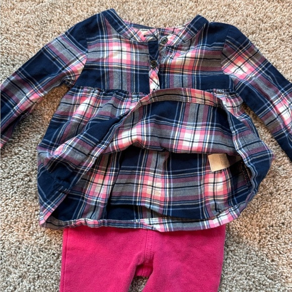 Carter’s Plaid Tunic long sleeve top and Pink Leggings outfit Size 12 Months - Picture 6 of 11